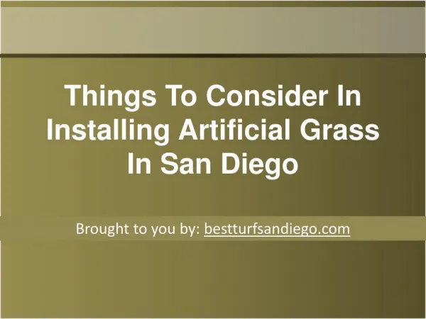 Things To Consider In Installing Artificial Grass In San Die