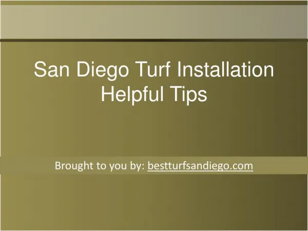 San Diego Turf Installation Helpful Tips
