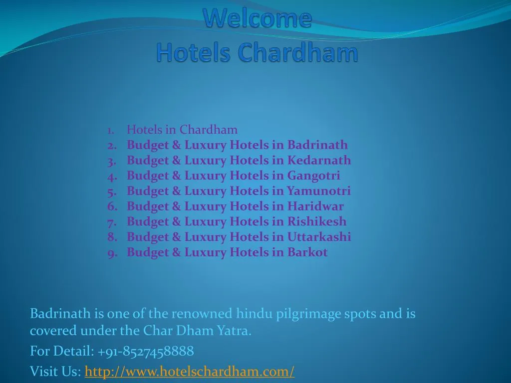 welcome hotels chardham