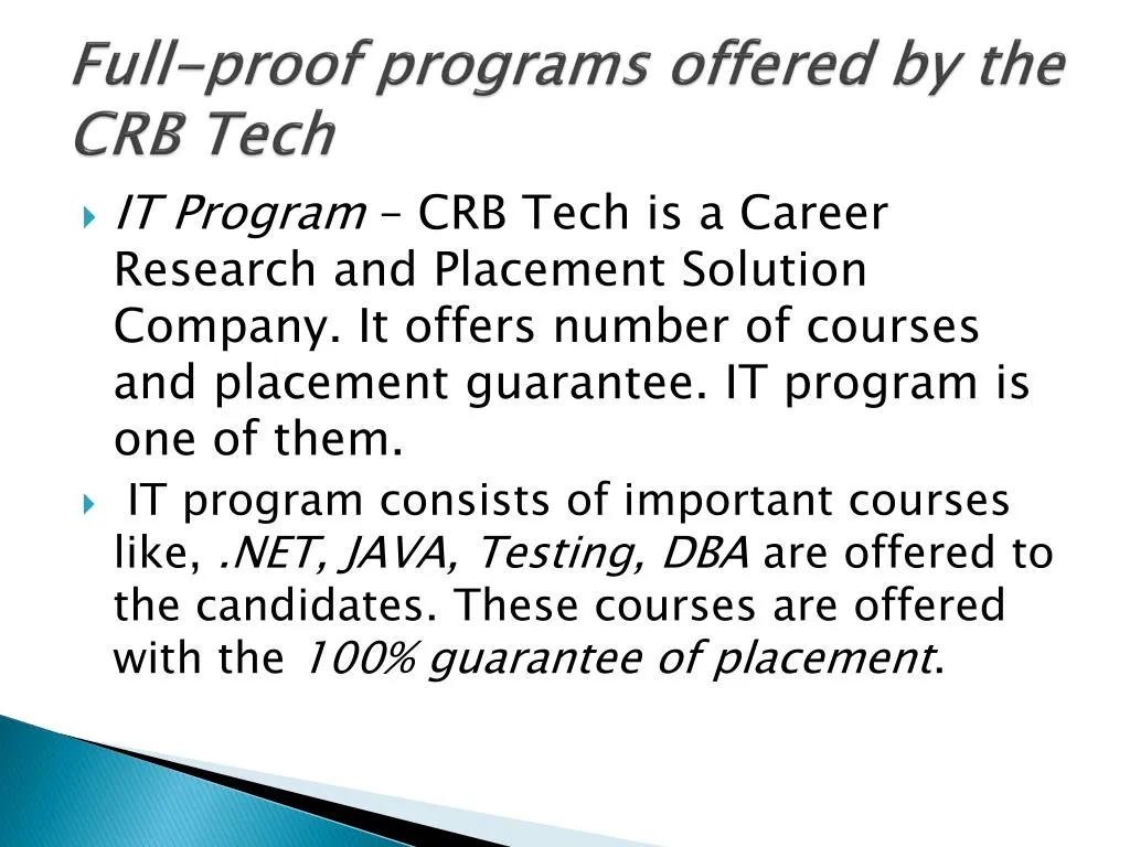 full proof programs offered by the crb tech