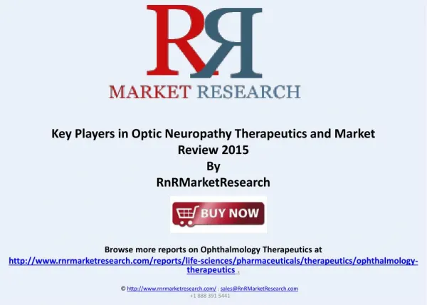 Optic Neuropathy Therapeutic Products under Development 2015