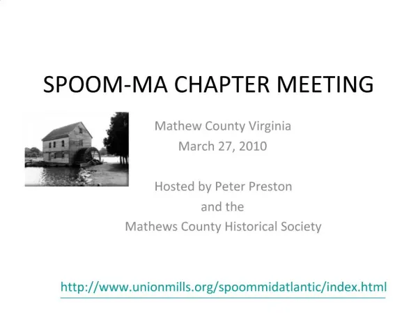 SPOOM-MA CHAPTER MEETING