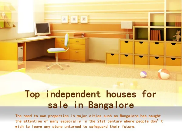 Top independent houses for sale in Bangalore
