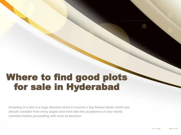 Where to find good plots for sale in Hyderabad