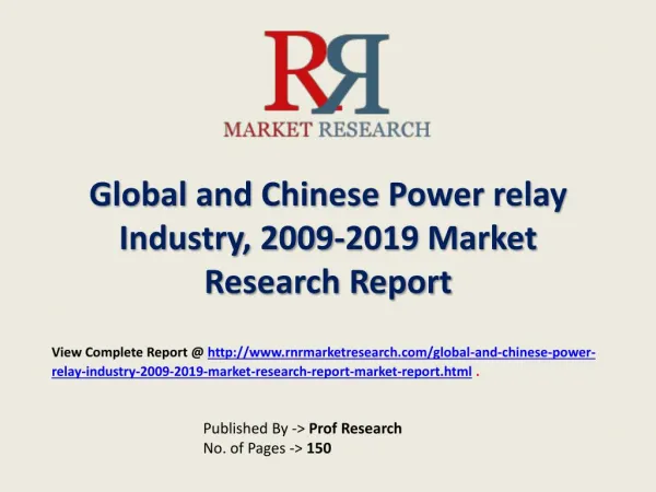 Power Relay Industry 2019 Forecasts for Global and Chinese R