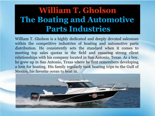 William T. Gholson_The Boating and Automotive Parts Industries