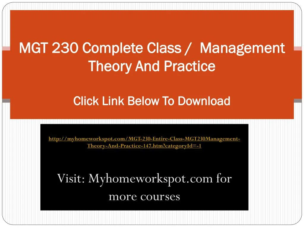 mgt 230 complete class management theory and practice click link below to download
