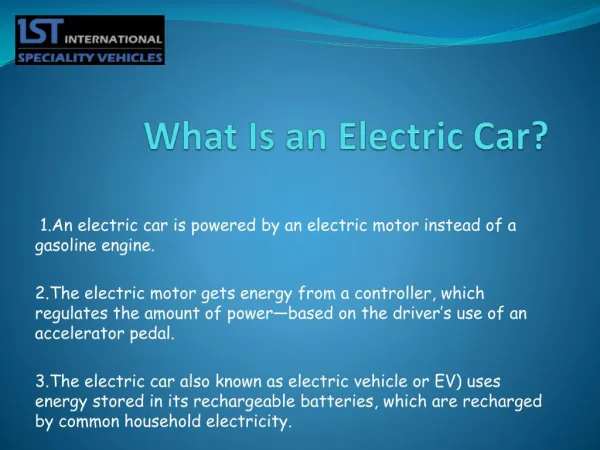 Electric Cars and Their Types