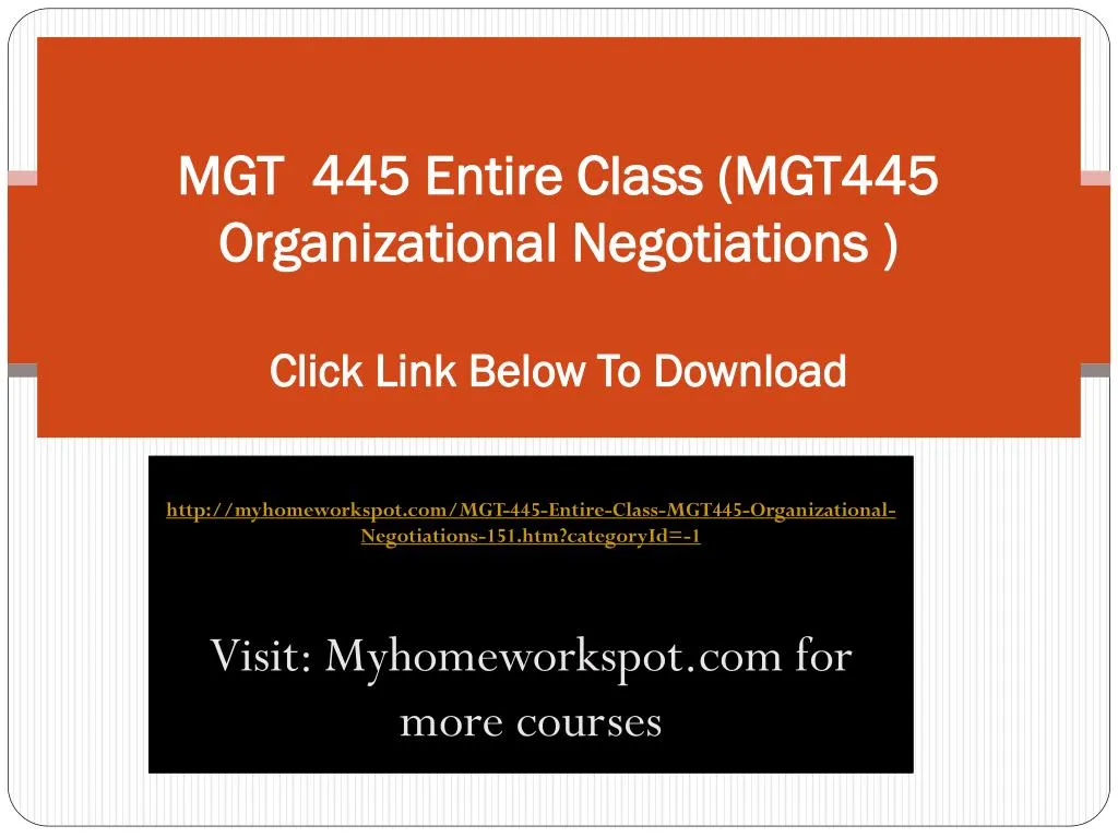 mgt 445 entire class mgt445 organizational negotiations click link below to download