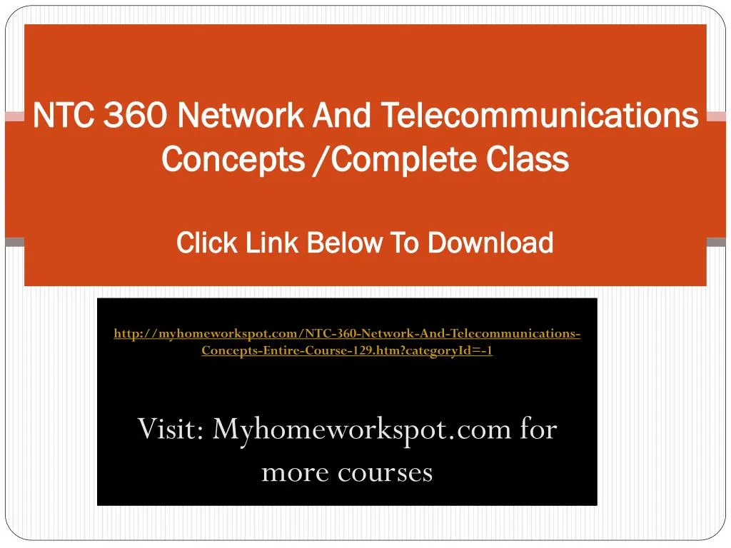 ntc 360 network and telecommunications concepts complete class click link below to download