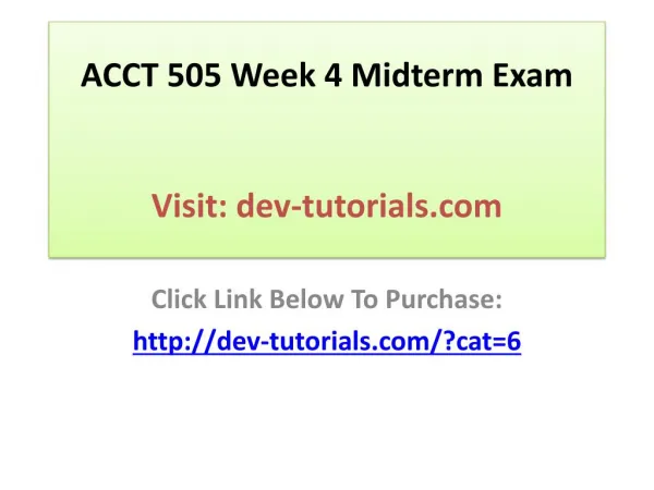 ACCT 505 Week 4 Midterm Exam