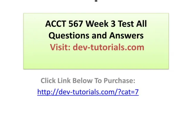 ACCT 567 Week 3 Test All Questions and Answers