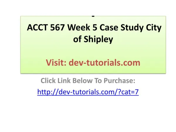 ACCT 567 Week 5 Case Study City of Shipley