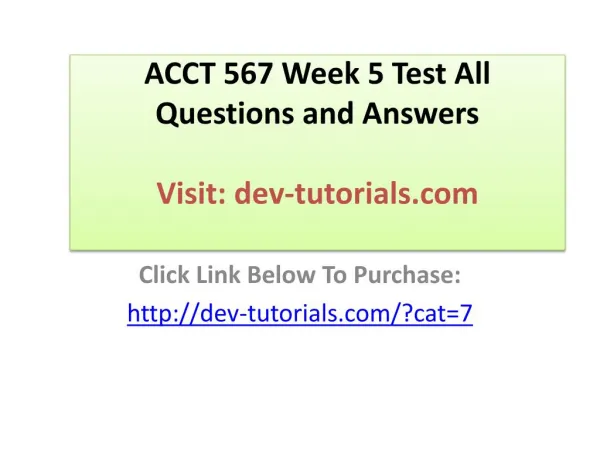 ACCT 567 Week 5 Test All Questions and Answers