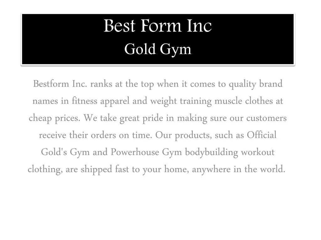 best form inc gold gym