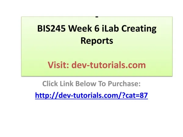 BIS245 Week 6 iLab Creating Reports