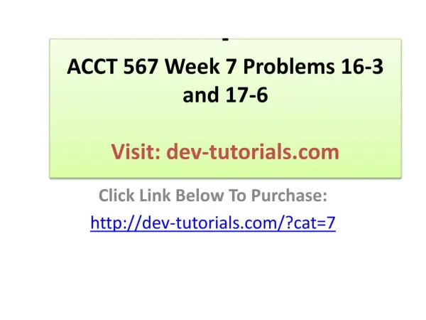 acct 567 week 7 problems 16 3 and 17 6 visit dev tutorials com