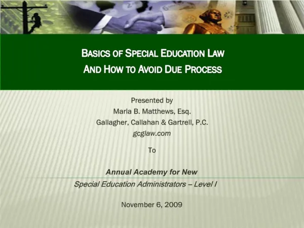 Basics of Special Education Law And How to Avoid Due Process