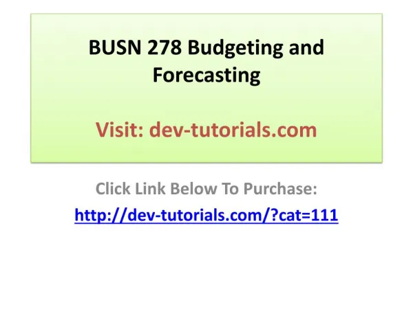 busn 278 budgeting and forecasting visit dev tutorials com