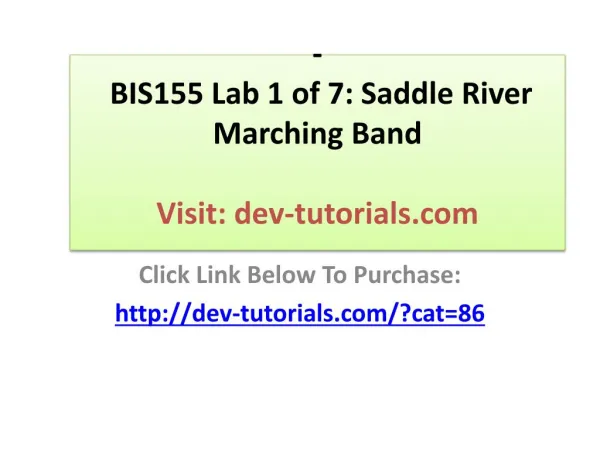 BIS155 Lab 1 of 7: Saddle River Marching Band
