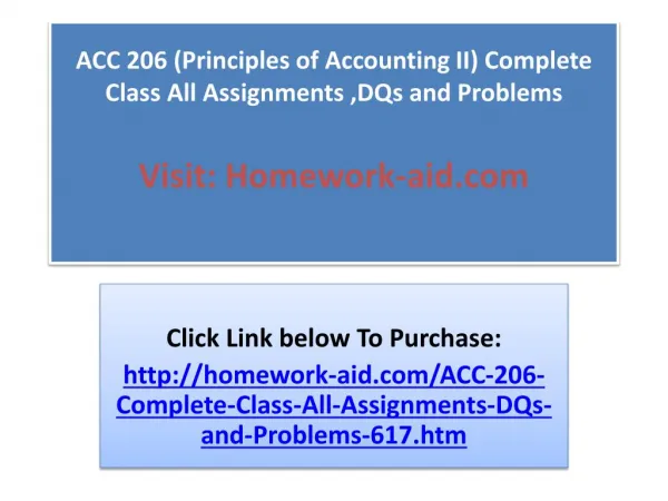 ACC 206 (Principles of Accounting II) Complete Class All Ass