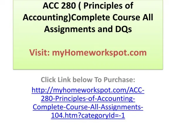 ACC 561 Entire Course Click Link Below to Purchase Complet