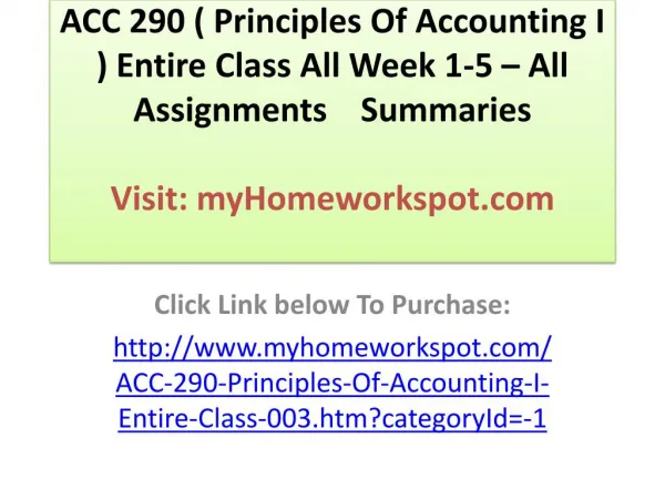 ACC 280 ( Principles of Accounting)Complete Course All Assig