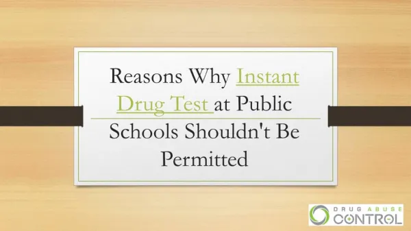 Instant Drug Testing at Public Schools