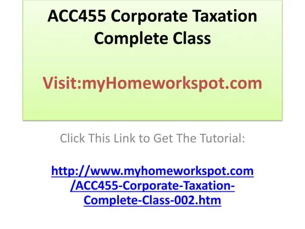 ACC455 Corporate Taxation Complete Class