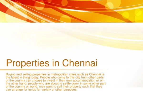 Properties in Chennai