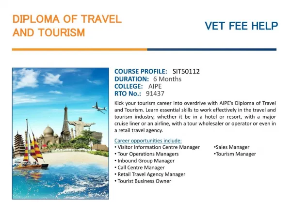 Diploma of Travel and Tourism Course Online Australia with O