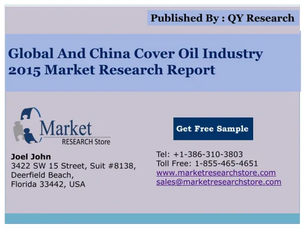 Global and China Cover Oil Industry 2015 Market Research Rep