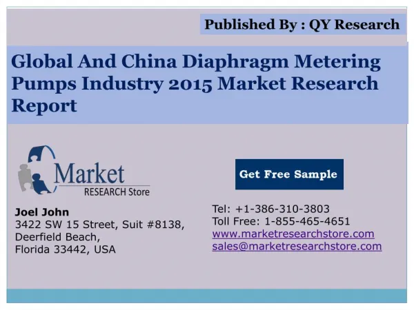 Global and China Diaphragm Metering Pumps Industry 2015 Mark