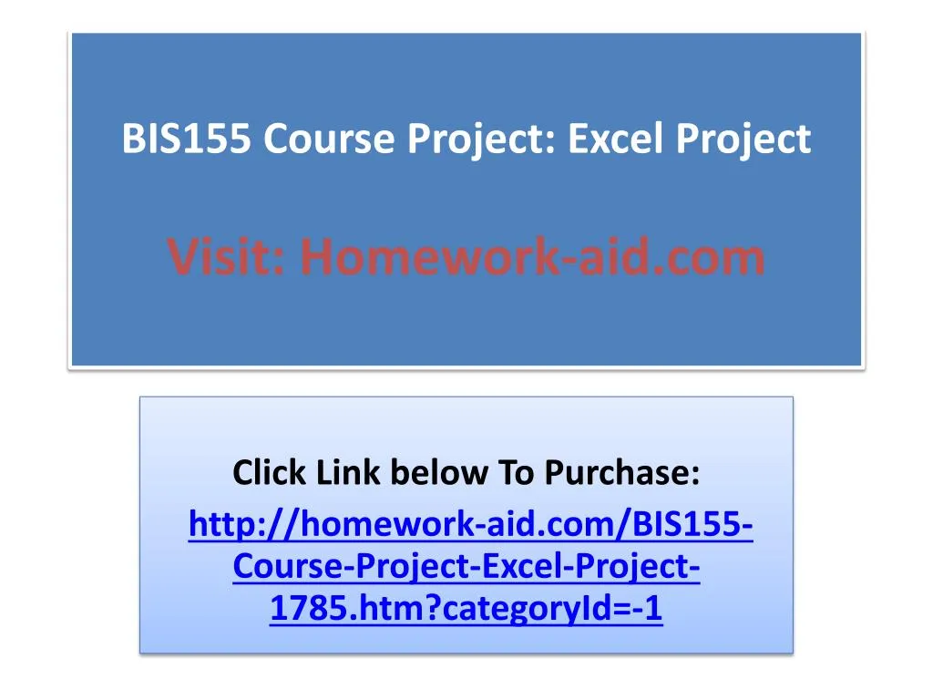 bis155 course project excel project visit homework aid com