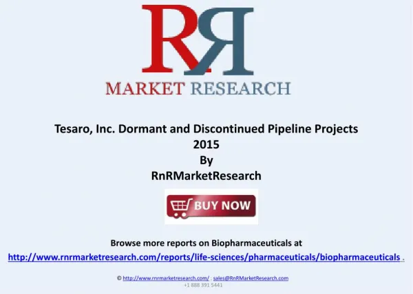 Tesaro, Inc. Product Pipeline Review and Market Review 2015