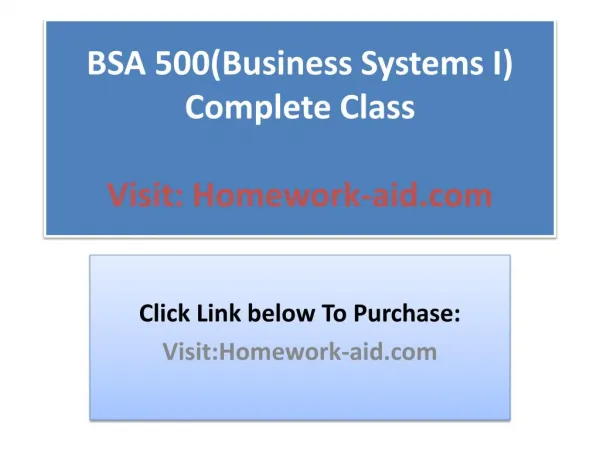 BSA 500(Business Systems I) Complete Class