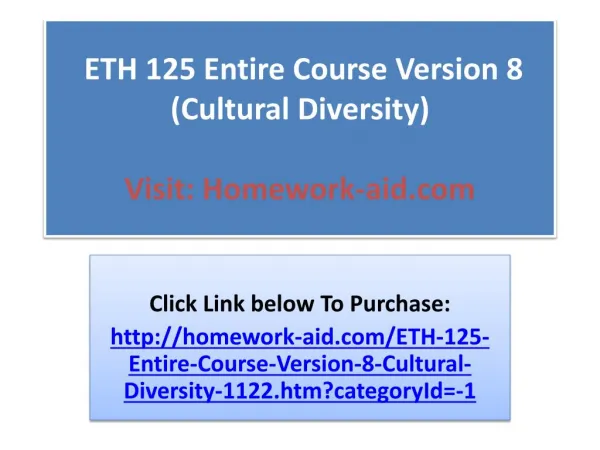ETH 125 Entire Course Version 8 (Cultural Diversity)