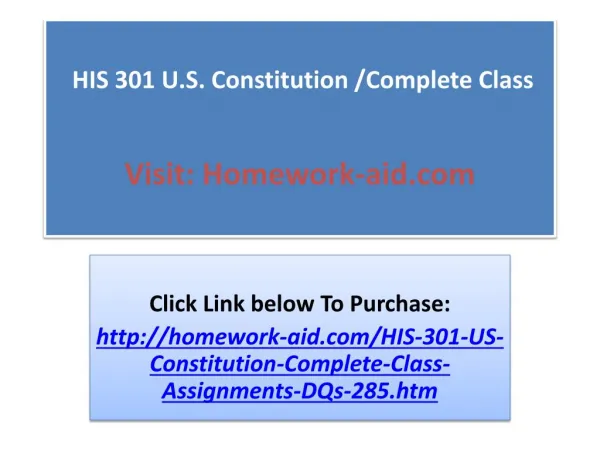 HIS 301 U.S. Constitution /Complete Class