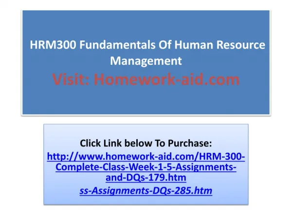 HRM300 Fundamentals Of Human Resource Management