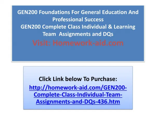 GEN200 Foundations For General Education And Professional Su