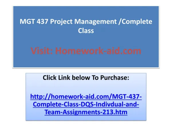 MGT 437 Project Management /Complete Class