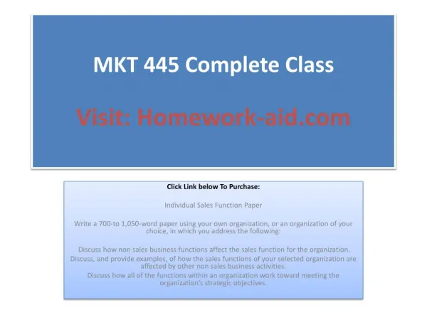 MKT 445 Complete Class