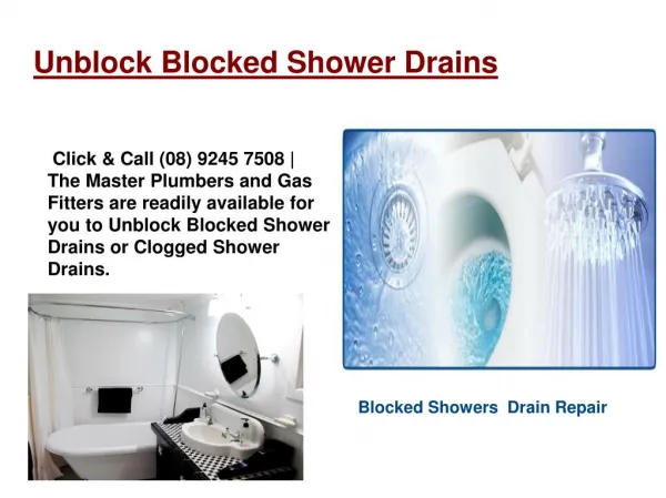 Blocked Showers Drain Repair in Perth