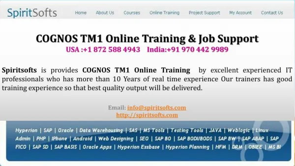 IBM COGNOS TM1 Online Training | Job Support