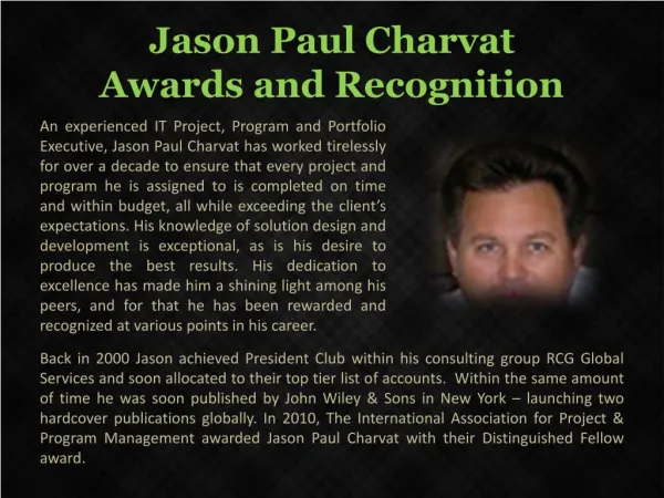 Jason Paul Charvat _Awards and Recognition