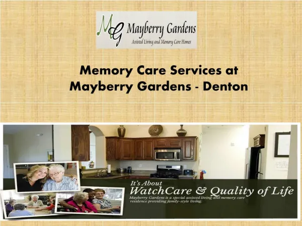 Memory Care Services at Mayberry Gardens