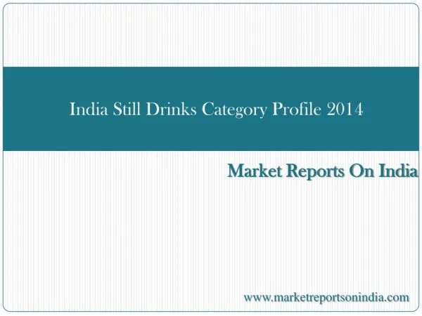 India Still Drinks Category Profile 2014
