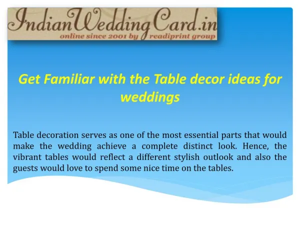 Table decor ideas for weddings