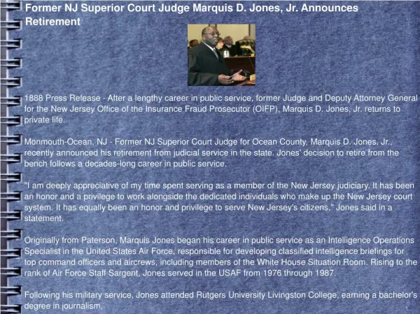 Former NJ Superior Court Judge Marquis D. Jones
