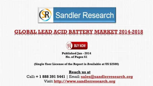 Worldwide Lead Acid Battery Market Research and Analysis Rep